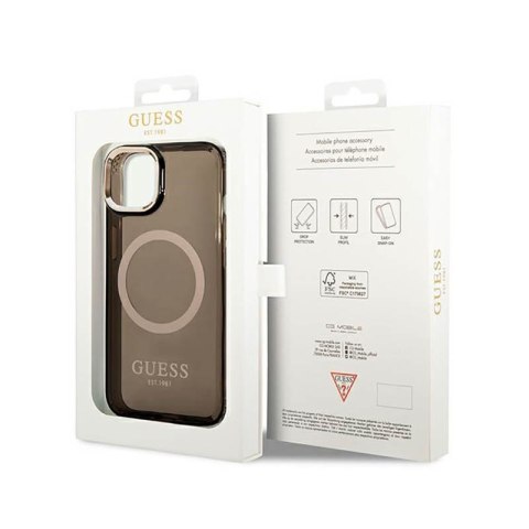 Guess Gold Outline Translucent MagSafe - Etui iPhone 14 (czarny) Guess Gold Outline Translucent MagSafe - Etui iPhone 14 (czarny)