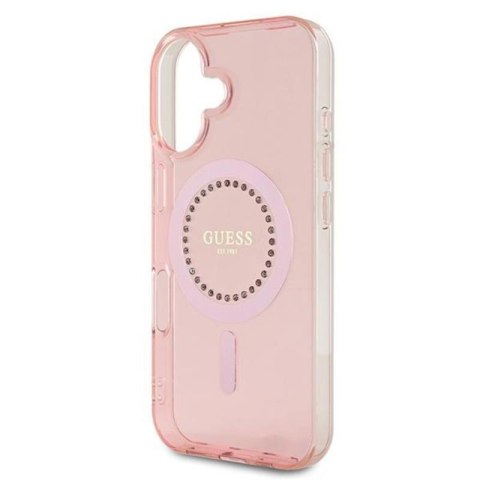 Guess IML Rhinestones MagSafe - Etui iPhone 16 Plus (różowy) Guess IML Rhinestones MagSafe - Etui iPhone 16 Plus (różowy)