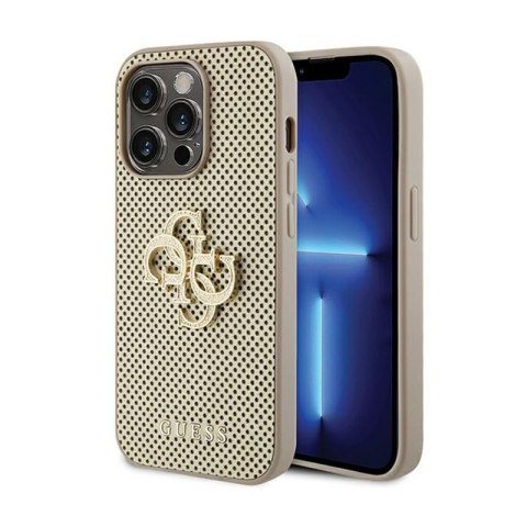 Guess Perforated 4G Glitter - Etui iPhone 15 Pro Max (złoty) Guess Perforated 4G Glitter - Etui iPhone 15 Pro Max (złoty)