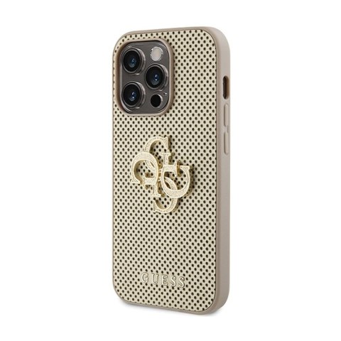 Guess Perforated 4G Glitter - Etui iPhone 15 Pro Max (złoty) Guess Perforated 4G Glitter - Etui iPhone 15 Pro Max (złoty)