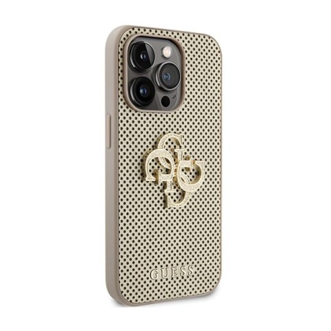 Guess Perforated 4G Glitter - Etui iPhone 15 Pro Max (złoty) Guess Perforated 4G Glitter - Etui iPhone 15 Pro Max (złoty)
