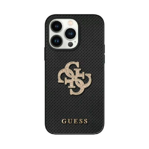 Guess Perforated 4G Glitter - Etui iPhone 15 (czarny) Guess Perforated 4G Glitter - Etui iPhone 15 (czarny)