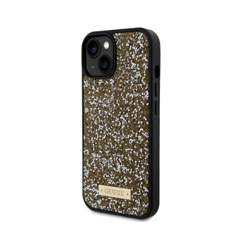 Guess Rhinestone Metal Logo - Etui iPhone 15 (żółty) Guess Rhinestone Metal Logo - Etui iPhone 15 (żółty)