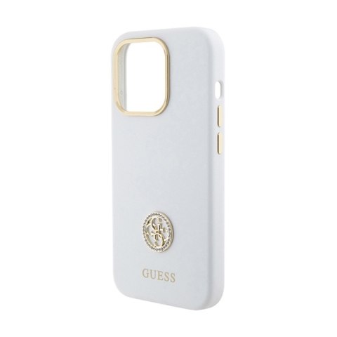 Guess Silicone Logo Strass 4G - Etui iPhone 15 Pro Max (biały)