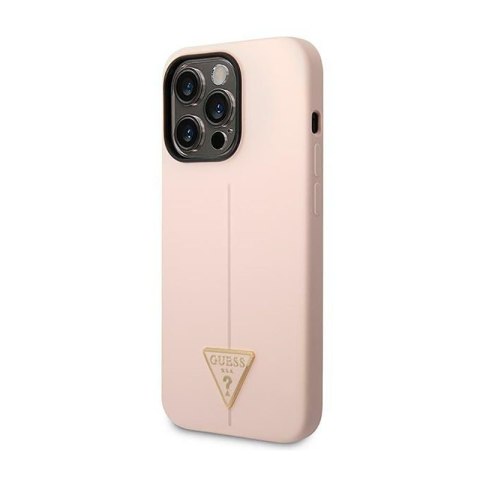 Guess Silicone Triangle Logo - Etui iPhone 14 Pro (różowy) Guess Silicone Triangle Logo - Etui iPhone 14 Pro (różowy)