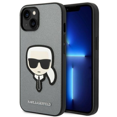 Karl Lagerfeld Saffiano Karl Head Patch Case - Etui iPhone 14 (srebrny) Karl Lagerfeld Saffiano Karl Head Patch Case - Etui iPhone 14 (srebrny)