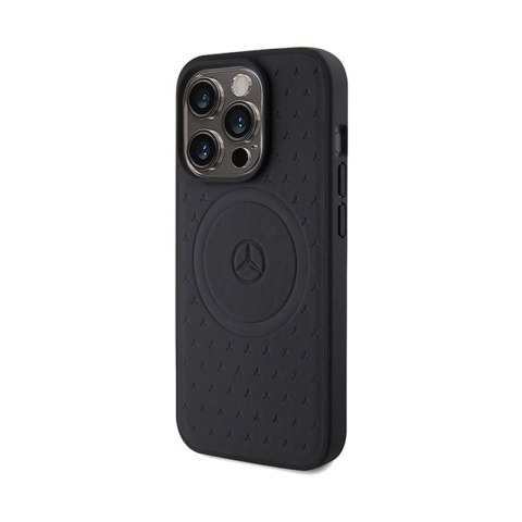 Mercedes Star Pattern Leather MagSafe - Etui iPhone 15 Pro Max (czarny) Mercedes Star Pattern Leather MagSafe - Etui iPhone 15 Pro Max (czarny)