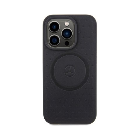 Mercedes Star Pattern Leather MagSafe - Etui iPhone 15 Pro Max (czarny) Mercedes Star Pattern Leather MagSafe - Etui iPhone 15 Pro Max (czarny)