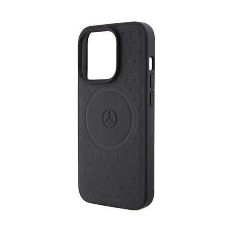 Mercedes Star Pattern Leather MagSafe - Etui iPhone 15 Pro Max (czarny) Mercedes Star Pattern Leather MagSafe - Etui iPhone 15 Pro Max (czarny)