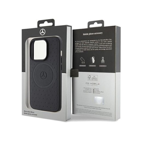 Mercedes Star Pattern Leather MagSafe - Etui iPhone 15 Pro Max (czarny) Mercedes Star Pattern Leather MagSafe - Etui iPhone 15 Pro Max (czarny)