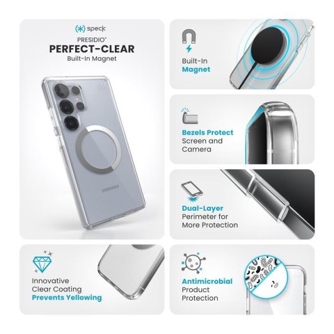 Speck Presidio Perfect-Clear Magnet - Etui Samsung Galaxy S25 Ultra MagSafe (Clear / Chrome Finish / Serene Silver) Speck Presidio Perfect-Clear Magnet - Etui Samsung Galaxy S25 Ultra MagSafe (Clear / Chrome Finish / Serene Silver)