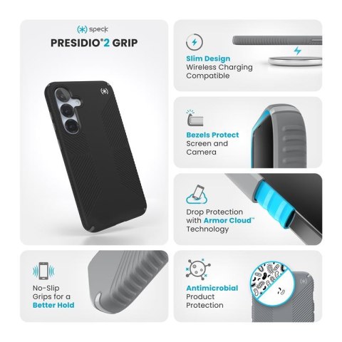 Speck Presidio2 Grip - Etui Samsung Galaxy S25+ / 24+ (Black/Slate Grey/White) Speck Presidio2 Grip - Etui Samsung Galaxy S25+ / 24+ (Black/Slate Grey/White)