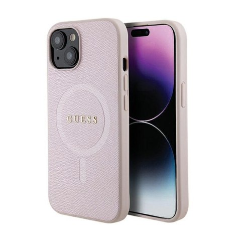 Guess Saffiano MagSafe - Etui iPhone 15 Plus (różowy) Guess Saffiano MagSafe - Etui iPhone 15 Plus (różowy)