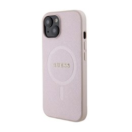 Guess Saffiano MagSafe - Etui iPhone 15 Plus (różowy)