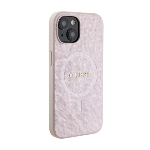 Guess Saffiano MagSafe - Etui iPhone 15 Plus (różowy) Guess Saffiano MagSafe - Etui iPhone 15 Plus (różowy)