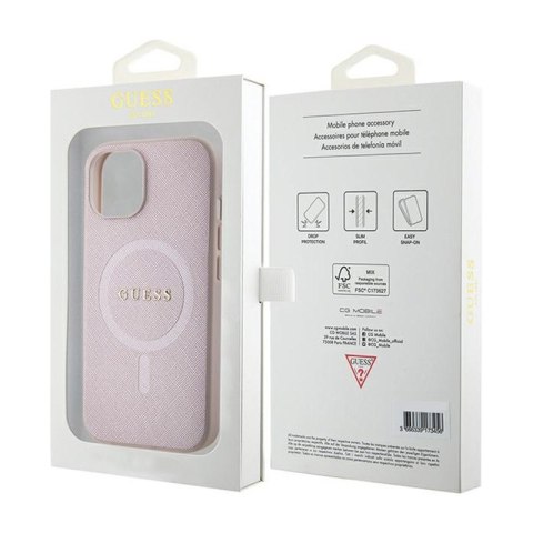 Guess Saffiano MagSafe - Etui iPhone 15 Plus (różowy) Guess Saffiano MagSafe - Etui iPhone 15 Plus (różowy)