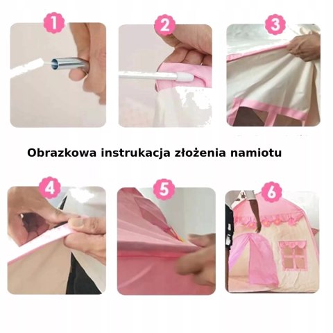 Namiot domek ogrodowy z podłogą dla dziewczynek różowy 600-25 Namiot domek ogrodowy z podłogą dla dziewczynek różowy 600-25