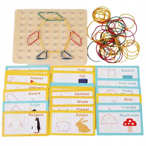Układanka gumkami edukacyjna drewniana tablica kreatywna sorter 3+ MA-078 Układanka gumkami edukacyjna drewniana tablica kreatywna sorter 3+ MA-078