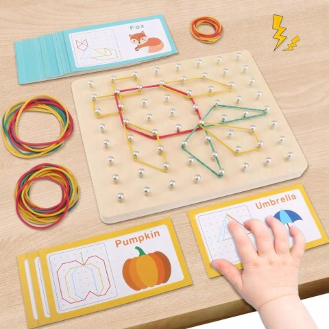 Układanka gumkami edukacyjna drewniana tablica kreatywna sorter 3+ MA-078 Układanka gumkami edukacyjna drewniana tablica kreatywna sorter 3+ MA-078