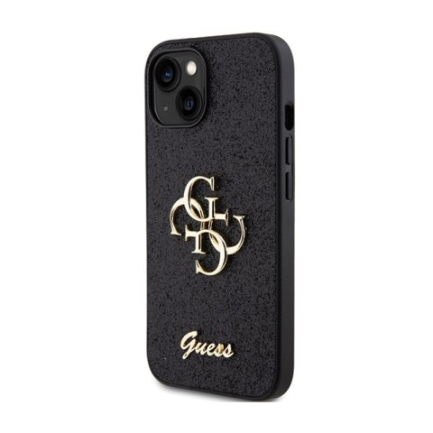Guess Glitter Script Big 4G - Etui iPhone 15 Plus (czarny) Guess Glitter Script Big 4G - Etui iPhone 15 Plus (czarny)