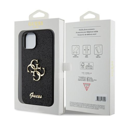 Guess Glitter Script Big 4G - Etui iPhone 15 Plus (czarny) Guess Glitter Script Big 4G - Etui iPhone 15 Plus (czarny)