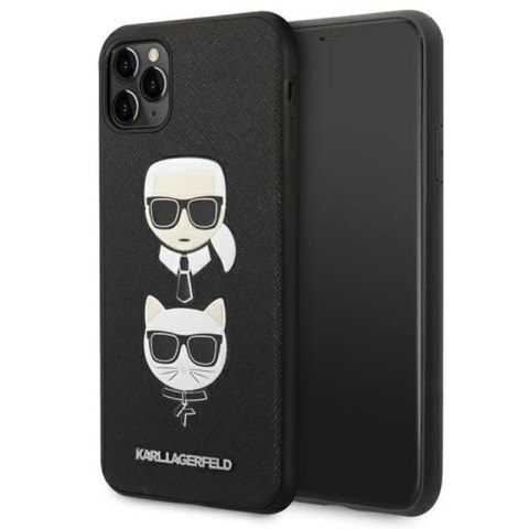 Karl Lagerfeld Saffiano Karl & Choupette Heads - Etui iPhone 11 Pro Max (czarny) Karl Lagerfeld Saffiano Karl & Choupette Heads - Etui iPhone 11 Pro Max (czarny)
