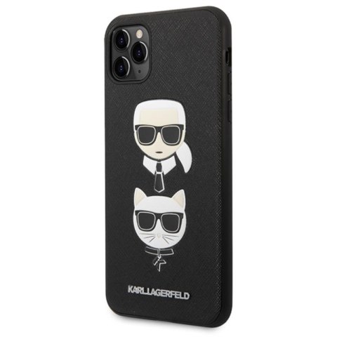 Karl Lagerfeld Saffiano Karl & Choupette Heads - Etui iPhone 11 Pro Max (czarny) Karl Lagerfeld Saffiano Karl & Choupette Heads - Etui iPhone 11 Pro Max (czarny)