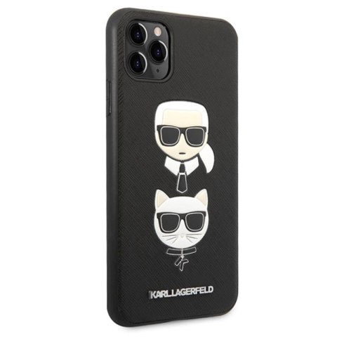Karl Lagerfeld Saffiano Karl & Choupette Heads - Etui iPhone 11 Pro Max (czarny) Karl Lagerfeld Saffiano Karl & Choupette Heads - Etui iPhone 11 Pro Max (czarny)