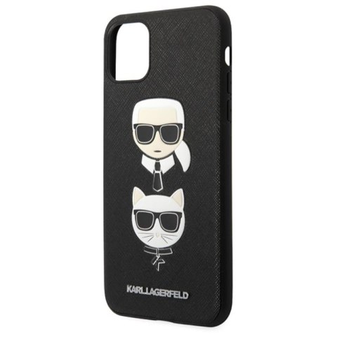 Karl Lagerfeld Saffiano Karl & Choupette Heads - Etui iPhone 11 Pro Max (czarny) Karl Lagerfeld Saffiano Karl & Choupette Heads - Etui iPhone 11 Pro Max (czarny)
