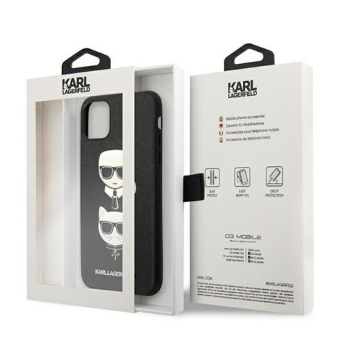 Karl Lagerfeld Saffiano Karl & Choupette Heads - Etui iPhone 11 Pro Max (czarny) Karl Lagerfeld Saffiano Karl & Choupette Heads - Etui iPhone 11 Pro Max (czarny)
