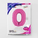 Balon Foliowy Cyfra 0 Różowa w Groszki - 102 cm Grabo