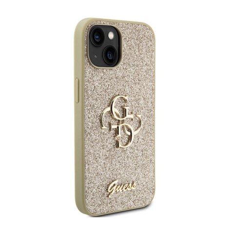 Guess Glitter Script Big 4G - Etui iPhone 15 Plus (złoty) Guess Glitter Script Big 4G - Etui iPhone 15 Plus (złoty)