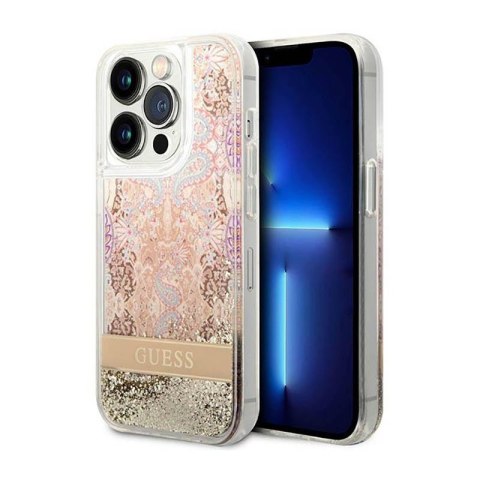 Guess Liquid Glitter Paisley - Etui iPhone 14 Pro Max (złoty) Guess Liquid Glitter Paisley - Etui iPhone 14 Pro Max (złoty)