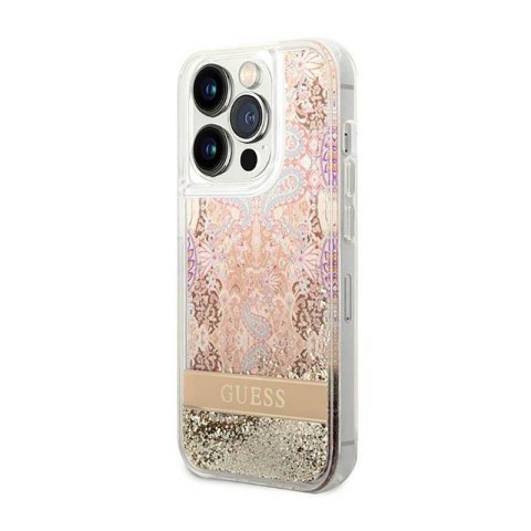 Guess Liquid Glitter Paisley - Etui iPhone 14 Pro Max (złoty) Guess Liquid Glitter Paisley - Etui iPhone 14 Pro Max (złoty)
