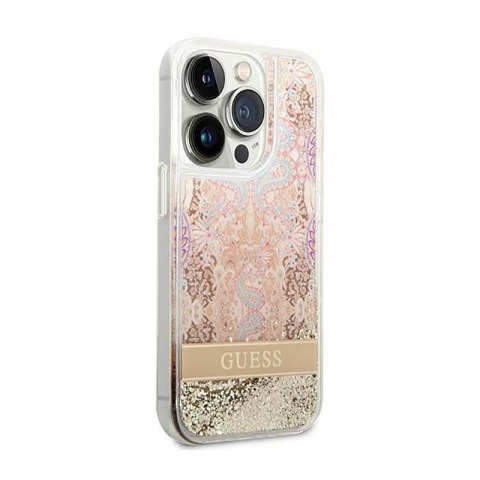 Guess Liquid Glitter Paisley - Etui iPhone 14 Pro Max (złoty) Guess Liquid Glitter Paisley - Etui iPhone 14 Pro Max (złoty)