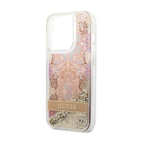 Guess Liquid Glitter Paisley - Etui iPhone 14 Pro Max (złoty) Guess Liquid Glitter Paisley - Etui iPhone 14 Pro Max (złoty)