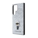 Karl Lagerfeld Fixed Glitter Ikonik Logo Metal Pin - Etui Samsung Galaxy S24 Ultra (srebrny)