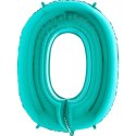 Balon Foliowy Cyfra 0 Tiffany, Miętowy - 102 cm Grabo