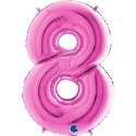 Balon Foliowy Cyfra 8 Różowa Fuksja - 102 cm Grabo