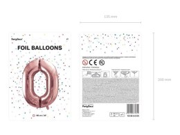 Balon foliowy Cyfra '0', 86cm, różowe złoto