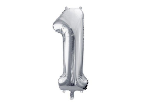Balon foliowy Cyfra 1 srebrna, 86cm