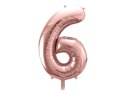 Balon foliowy Cyfra '6', 86cm, różowe złoto