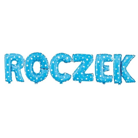 Balon foliowy napis ROCZEK niebieski w gwiazdki, 40 cm Balon foliowy napis ROCZEK niebieski w gwiazdki, 40 cm