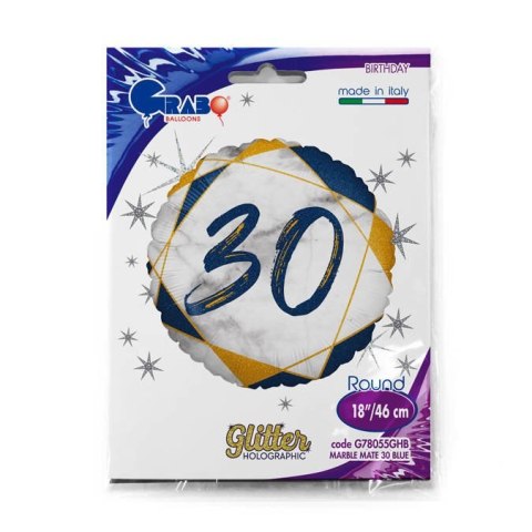 Balon Foliowy 30 urodziny, marmur granat, 46 cm Balon Foliowy 30 urodziny, marmur granat, 46 cm
