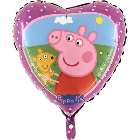 Balon Foliowy Serce Świnka Peppa różowa, 46cm Balon Foliowy Serce Świnka Peppa różowa, 46cm