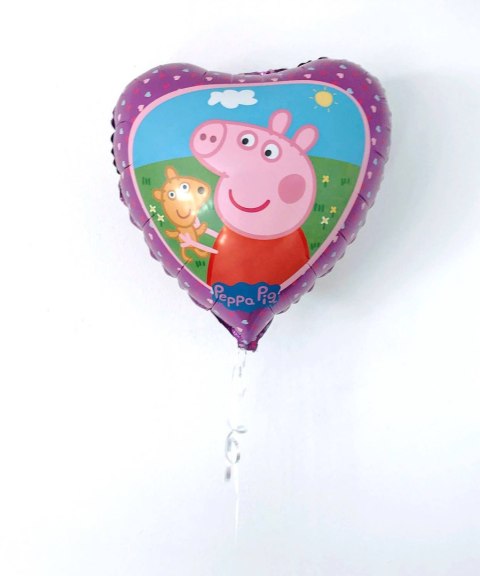 Balon Foliowy Serce Świnka Peppa różowa, 46cm Balon Foliowy Serce Świnka Peppa różowa, 46cm