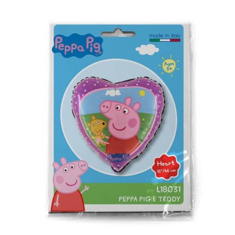 Balon Foliowy Serce Świnka Peppa różowa, 46cm Balon Foliowy Serce Świnka Peppa różowa, 46cm