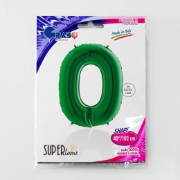 Balon foliowy Cyfra 0 Zielona - 102 cm Grabo