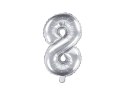 Balon foliowy Cyfra 8, 35cm, srebrny