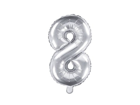 Balon foliowy Cyfra 8, 35cm, srebrny Balon foliowy Cyfra 8, 35cm, srebrny